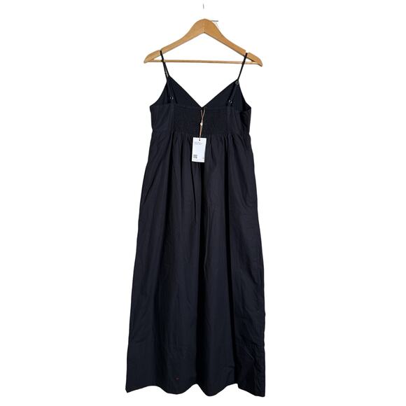 Quince Organic Cotton Smocked Midi Dress Women’s Black Size Small NWT - Picture 6 of 9